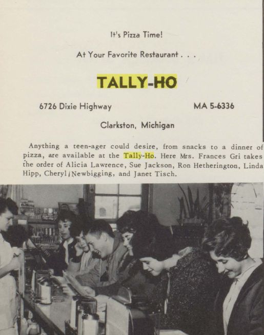 Tally-Ho Restaurant - 1960S Yearbook Ads